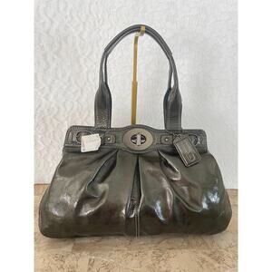 NWT COACH Mia Gunmetal Pleated Leather Carryall Shoulder Bag 13915